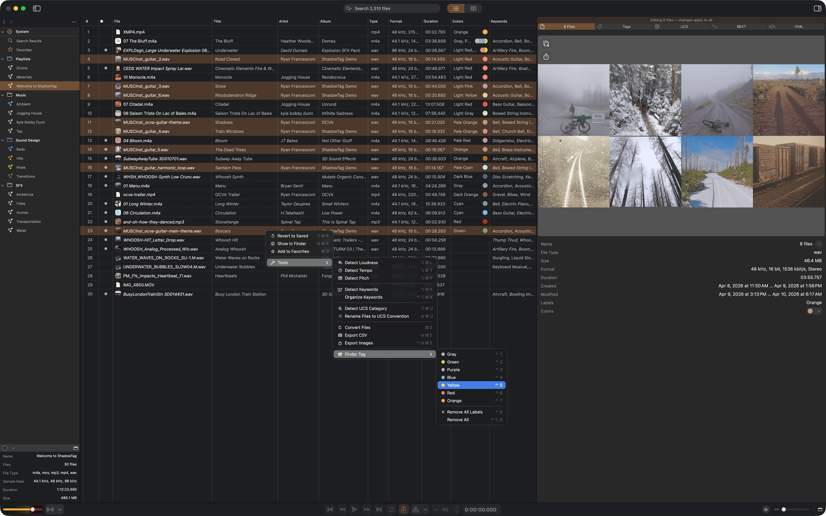 ShadowTag Finder Tags view