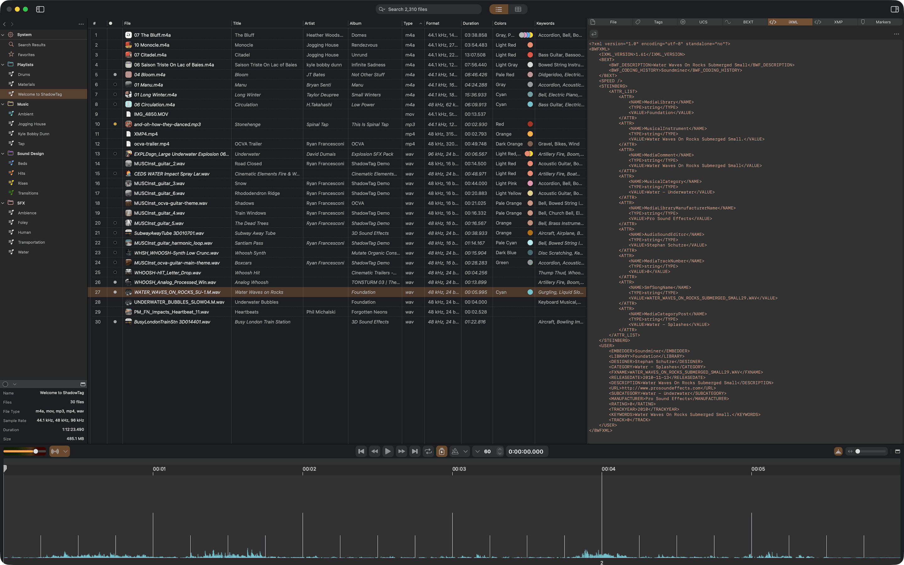 ShadowTag iXML metadata editor